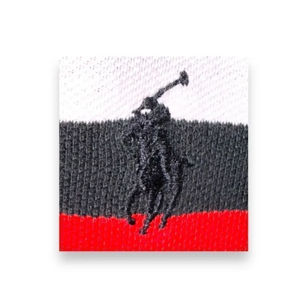 Polo Ralph Lauren Red & White Stripes Pique Mesh Polo L